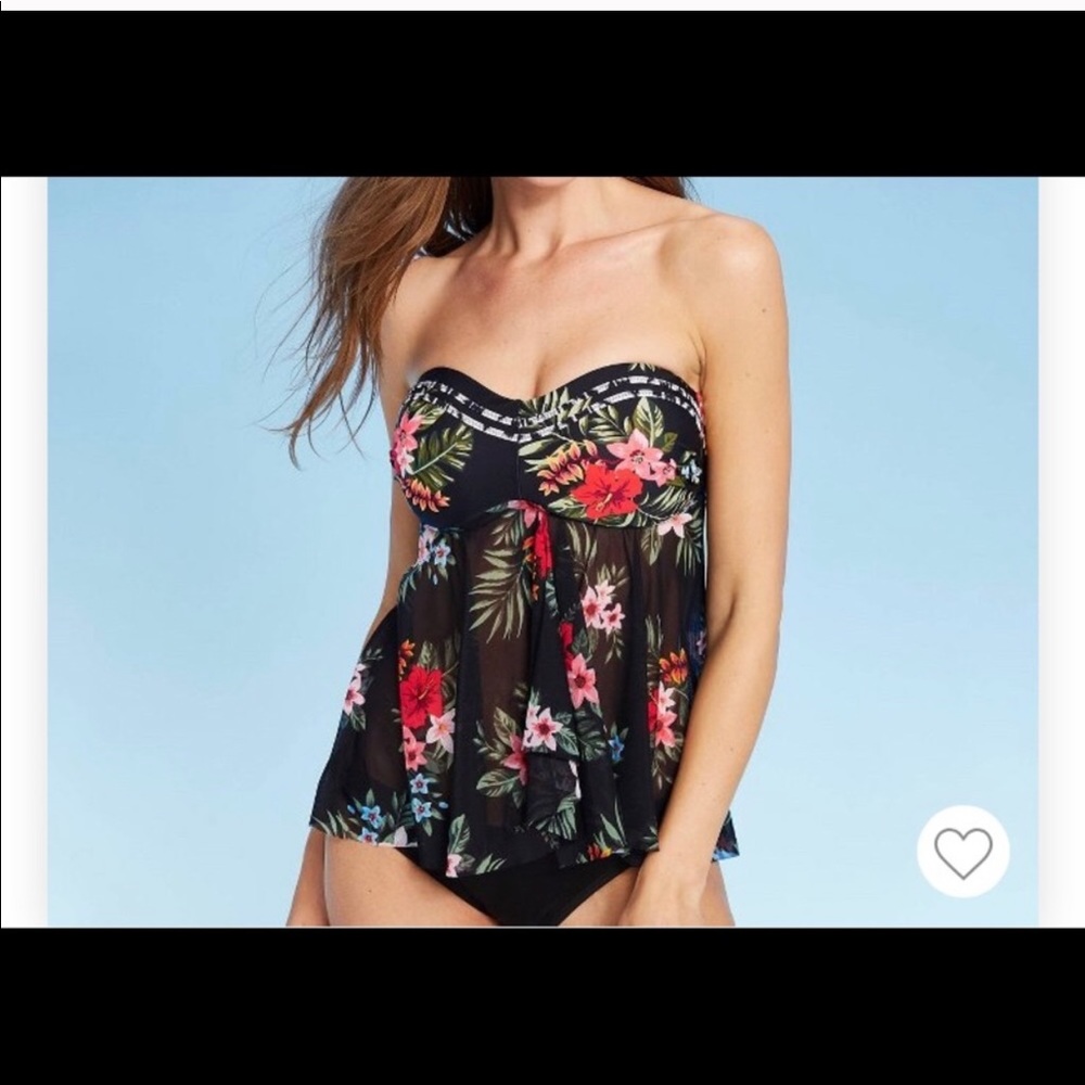 Kona Sol Bandeau Flyaway Tankini Top NWT S…